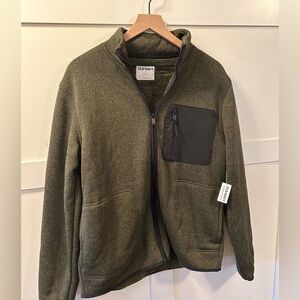 Men’s Old Navy Fleece Knit Sherpa Lined Jacket Heritage Green Size Large NWT